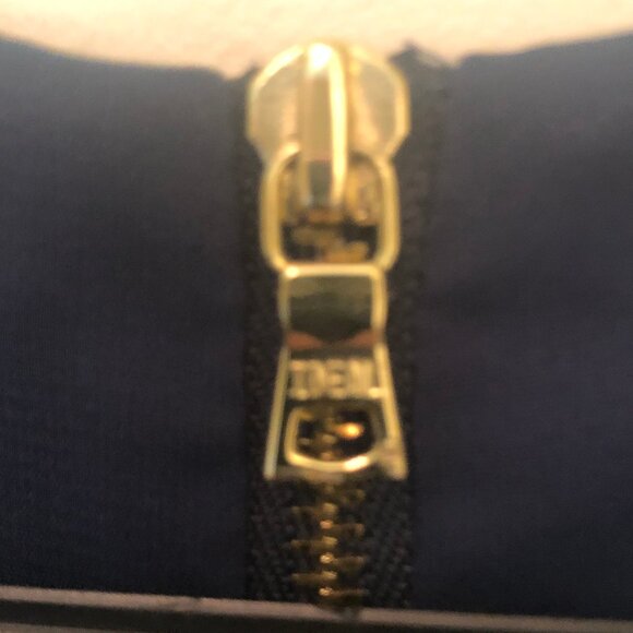 Boston Proper lined tweed shift dress--navy, off white, gold metallic sz 12 - Picture 9 of 13